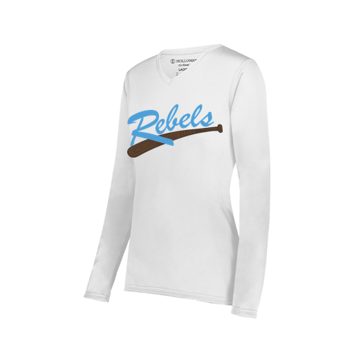 [222824.005.S-LOGO1] Ladies LS Smooth Sport Shirt (Female Adult S, White, Logo 1)