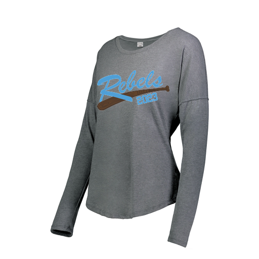 [FTLCUBGY-FAS-LOGO2] Decker Women's Tri-Blend T-Shirt - Long Sleeve (Female Adult S, Gray, Logo 2)