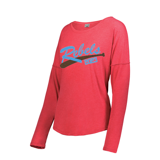 [FTLCUBRD-FAS-LOGO2] Decker Women's Tri-Blend T-Shirt - Long Sleeve (Female Adult S, Red, Logo 2)